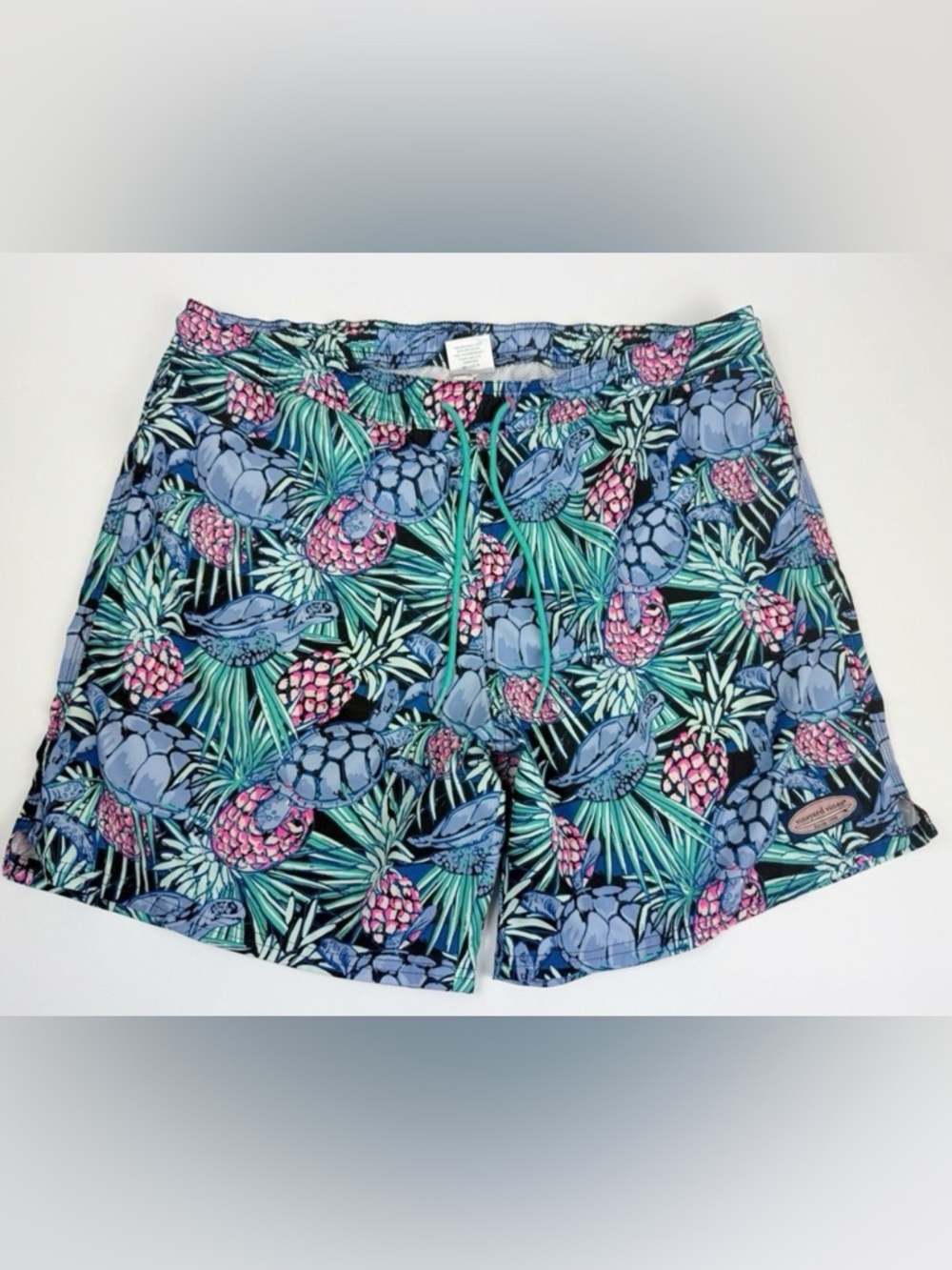 Vineyard Vines Chappy Swim Trunks Turtle Pineapple Print Size Large Summer Swim